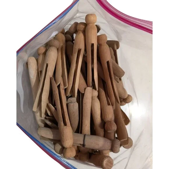 Vintage Wooden Clothespins 1 gallon bag rustic laundry craft - Picture 8 of 11